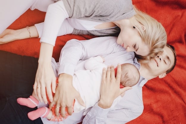 A parent gently burping their baby over their shoulder. The baby is calmly resting against the parent, who is patting the baby's back. The image conveys a sense of comfort, care, and the importance of addressing a baby's need for burping after feeding.