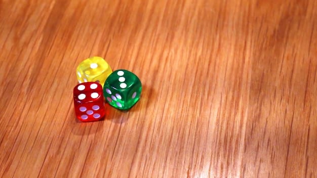 Close-up shot of various board game components (dice, cards, tokens) scattered across a wooden table. The lighting is soft and inviting, highlighting the tactile nature of the games.