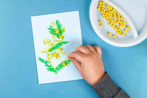 A child is making a leaf rubbing using a crayon on paper outside. Several leaves are displayed next to the paper, ready to be used for more rubbings.