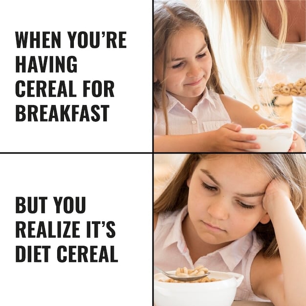 A split-screen image. On one side, a frustrated parent squinting at a complicated nutrition label. On the other side, a clear and simplified nutrition label with key sections highlighted, with arrows and text pointing out important information like 