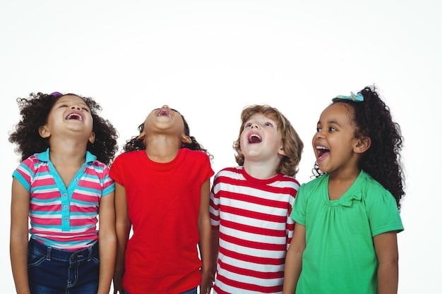 A group of three children, ranging in age from 5 to 10, are laughing and working together to assemble fruit parfaits. They are layering yogurt, colorful berries, and granola in clear cups, creating a vibrant and engaging scene.
