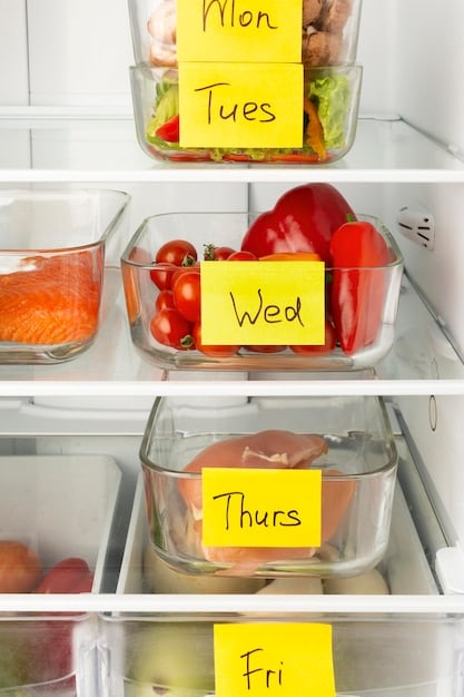 A close-up of various food items in a refrigerator, with labels and expiration dates clearly visible, emphasizing the importance of knowing how to interpret them.