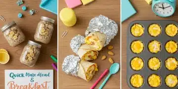 Assortment of quick make-ahead breakfast ideas for school mornings