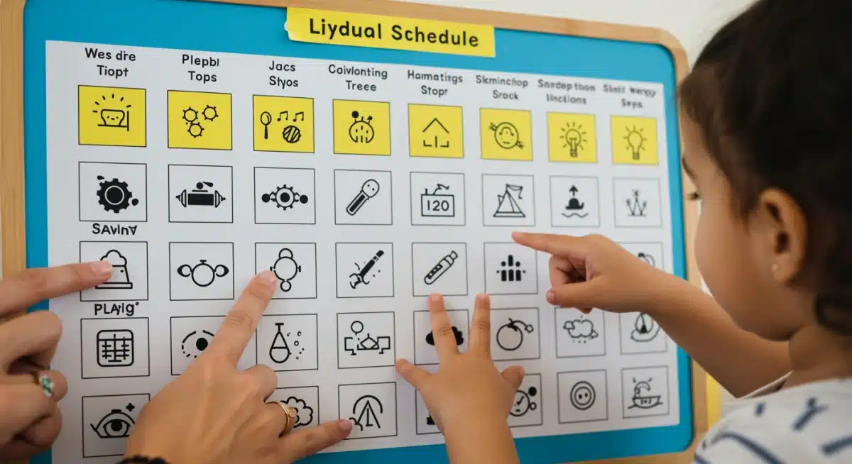 Visual schedule helping a toddler understand daily routine