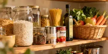 Organized pantry with essential ingredients for easy weeknight meals
