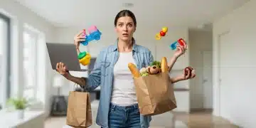 Parent experiencing modern parental stress, juggling work and family life