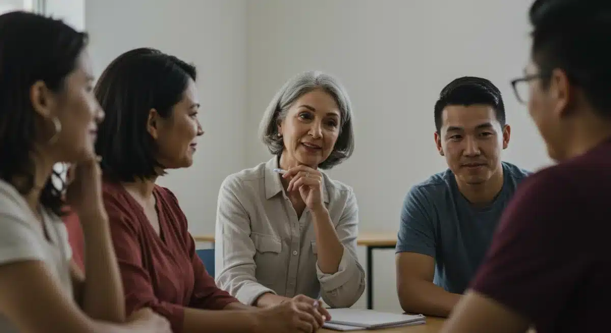 Parents participating in a support group for stress management