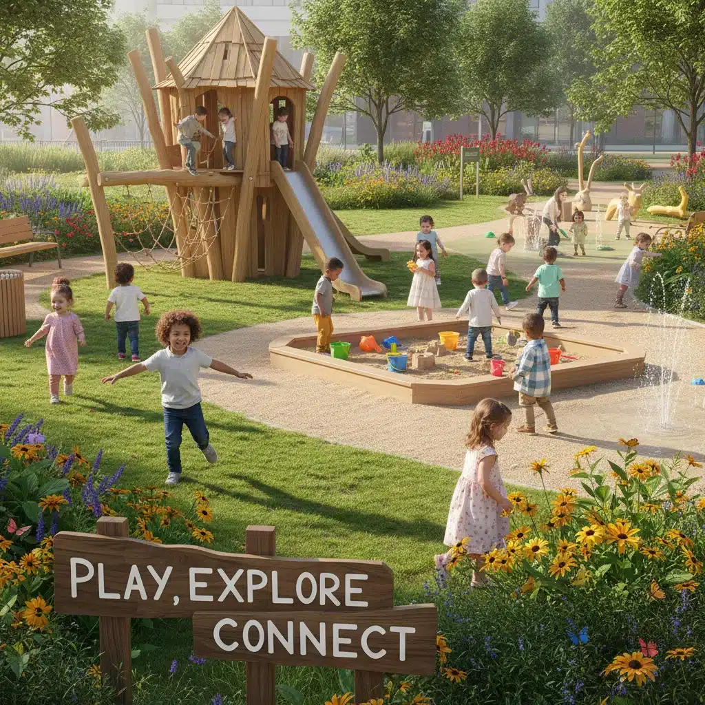 Children playing outdoors in a park
