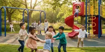 Children playing happily in a park, embodying resilience and joy.