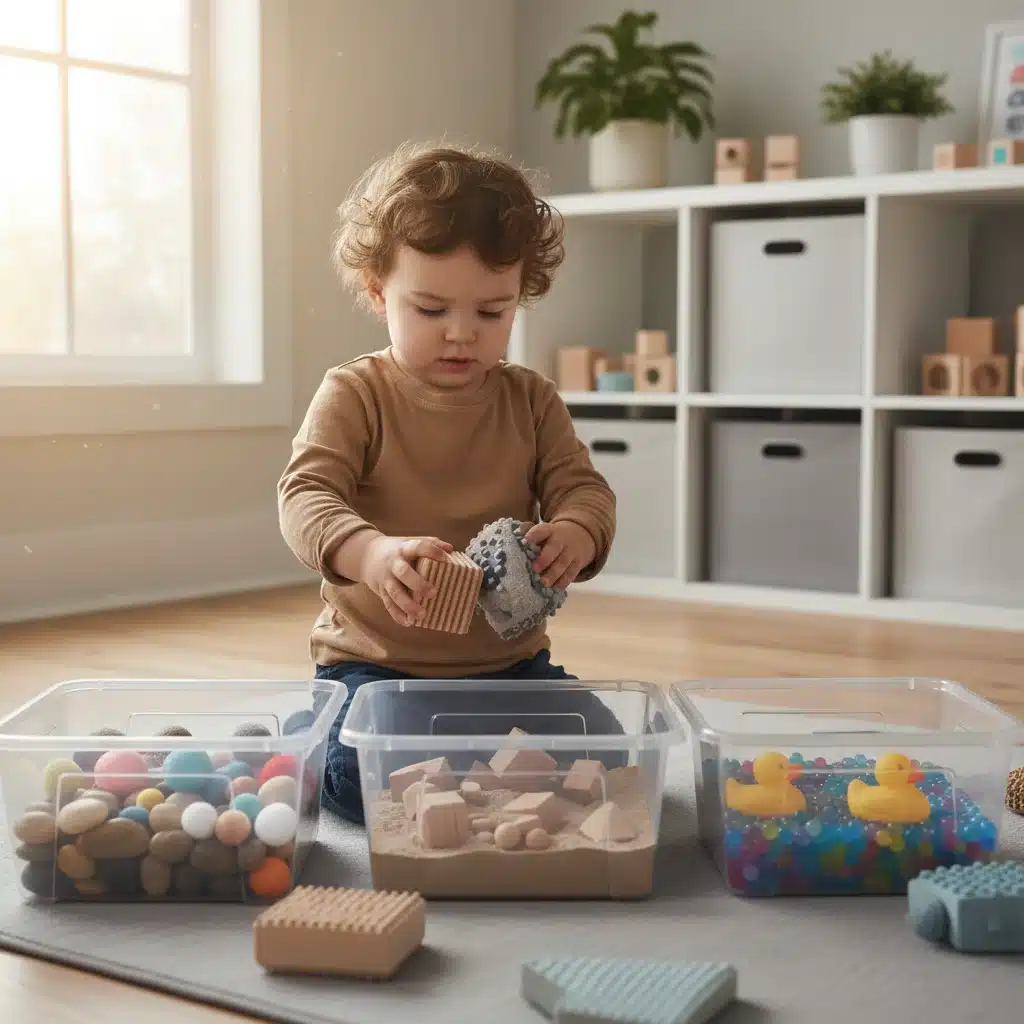 Toddler engaging with sensory blocks for cognitive skill development