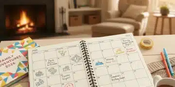 Organized 2026 family activity planner with colorful events and planning tools.