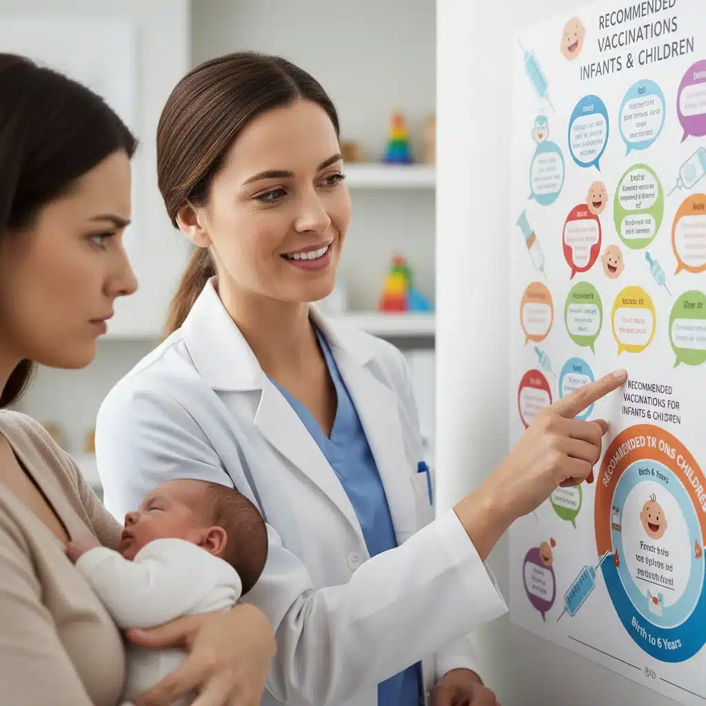 Pediatrician explaining immunization schedule to a parent.